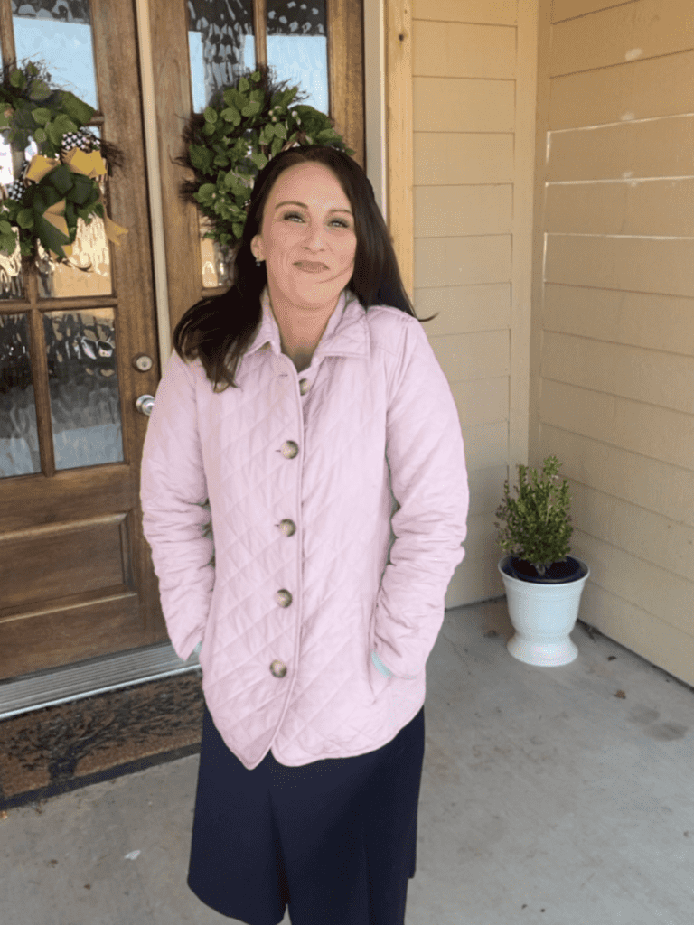 Preppy winter coats - quilted mid-lenth jacket | Simply Kristy Lynn